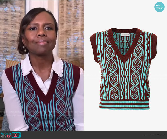 Dries Van Noten Intarsia Merino Wool Tank worn by Deborah Roberts on Good Morning America