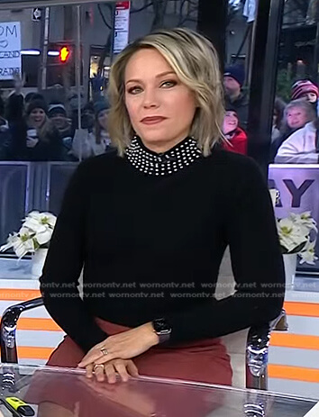 Dylan’s black pearl neck sweater on Today