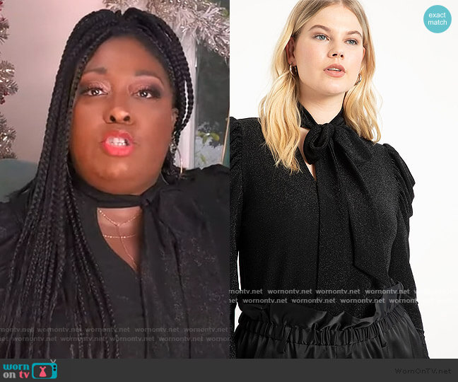 Eloquii Draped Sleeve Top with Tie Neck worn by Loni Love on The Real