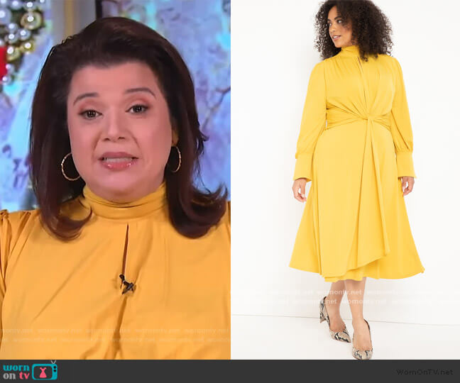Eloquii Mock Neck Keyhole Dress worn by Ana Navarro on The View
