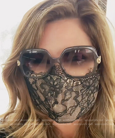 Emily’s black lace face mask on The Real Housewives of Orange County