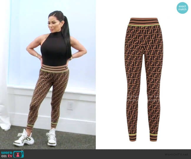 Fendi FF Logo Knit Leggings worn by Jen Shah on The Real Housewives of Salt Lake City
