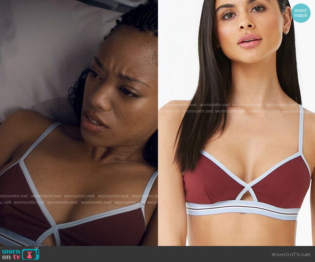 Forever 21 Striped Cutout Bralette worn by Neveah Stroyer (Kylie Jefferson) on Tiny Pretty Things