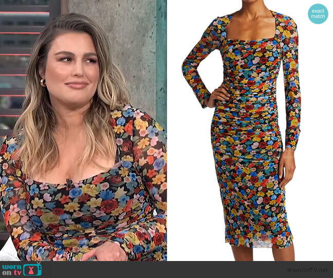 Ganni Floral Printed Mesh Midi Dress worn by Carissa Loethen Culiner on E! News