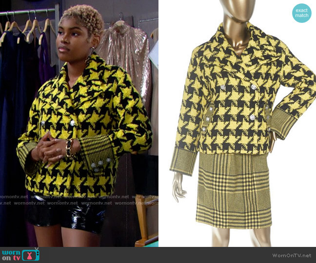 Gianni Versace Checkered Wool Jacket worn by Paris Buckingham (Diamond White) on The Bold and the Beautiful