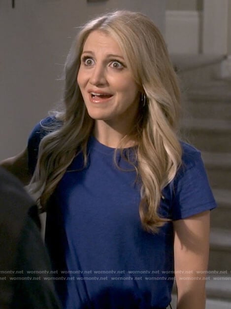 Gina’s blue t-shirt on B Positive