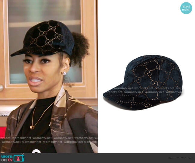 Gucci GG Velvet Baseball Cap worn by Mary Cosby on The Real Housewives of Salt Lake City