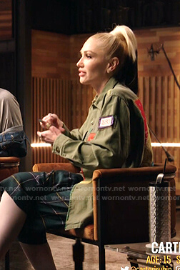 Gwen’s green patchwork jacket on The Voice