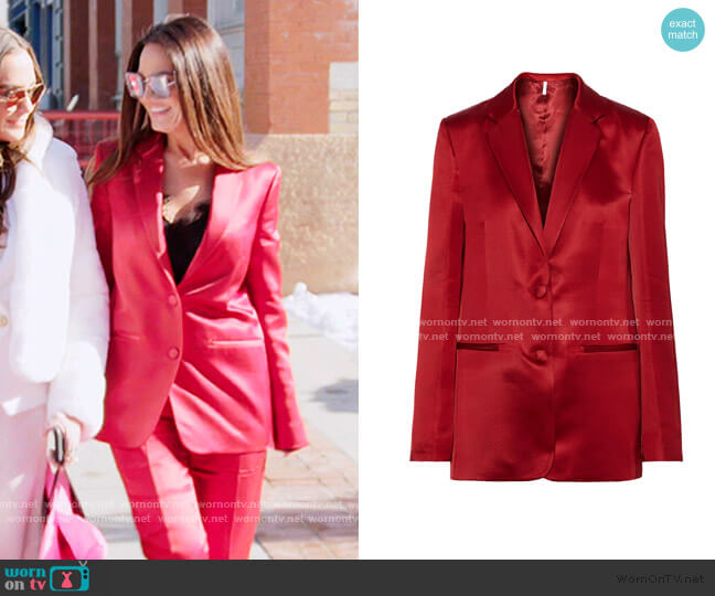 Helmut Lang Satin-Twill Blazer worn by Lisa Barlow on The Real Housewives of Salt Lake City