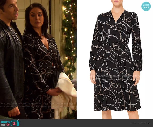 Hobbs London Stephanie Chain Print Wrap Dress worn by Chloe Lane (Nadia Bjorlin) on Days of our Lives
