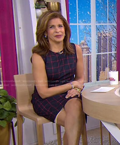 Hoda’s navy grid check sleeveless dress on Today