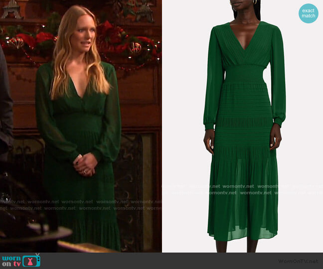 Intermix Adrianna Smocked Midi Dress worn by Abigail Deveraux (Marci Miller) on Days of our Lives