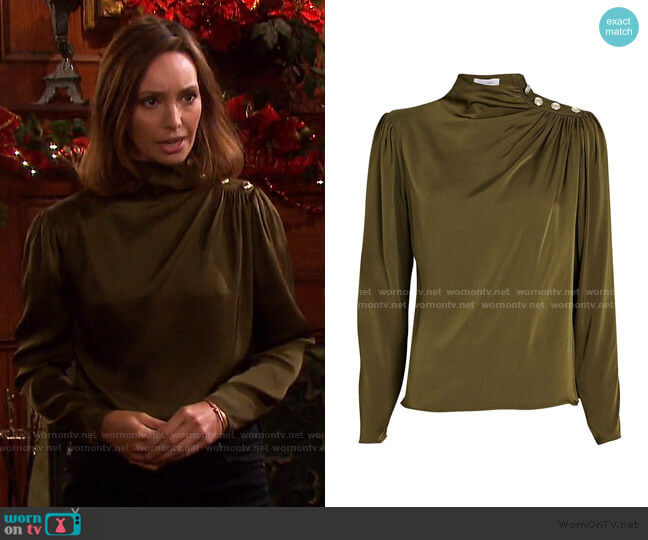Intermix Monica Silk Turtleneck Top worn by Gwen Rizczech (Emily O'Brien) on Days of our Lives