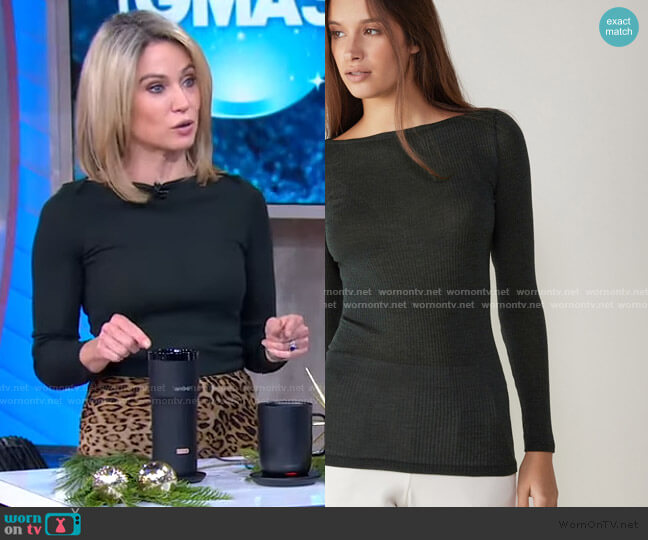Intimissimi Fitted Bateau Neck Top worn by Amy Robach on Good Morning America