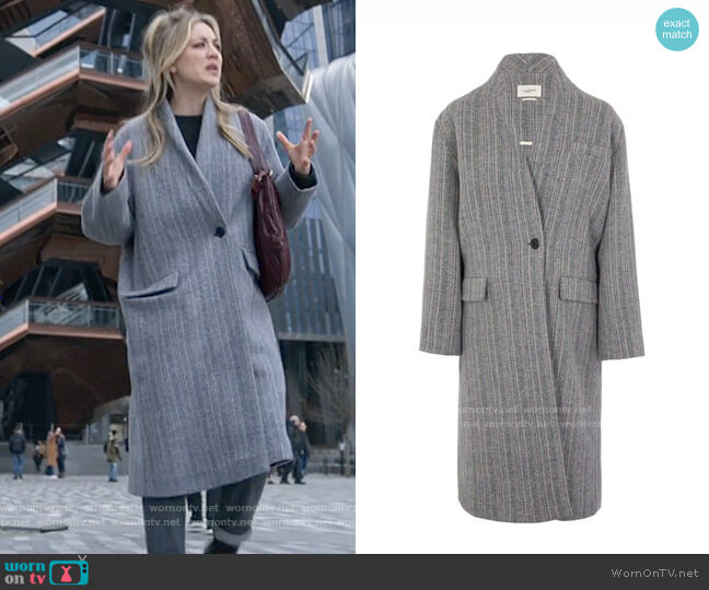 Isabel Marant Etoile Henlo Coat worn by Cassie Bowden (Kaley Cuoco) on The Flight Attendant