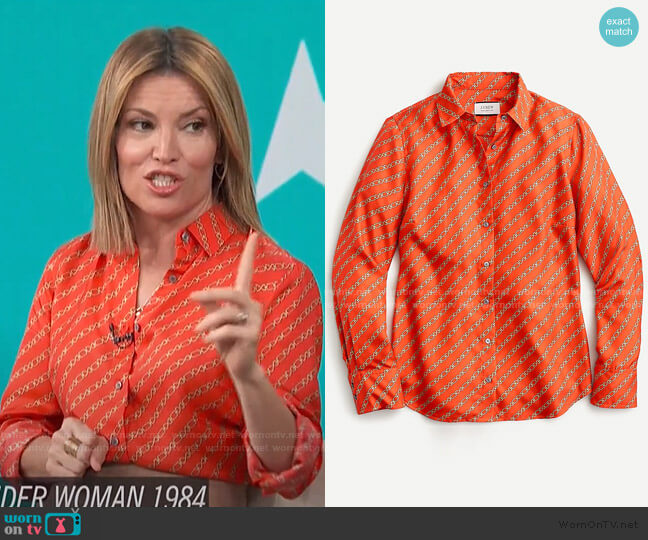 J. Crew Collection Silk Twill shirt worn by Kit Hoover on Access Hollywood