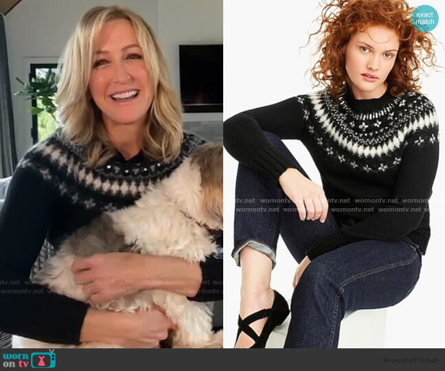 J. Crew Jeweled Embellished Fair Isle Sweater worn by Lara Spencer on Good Morning America