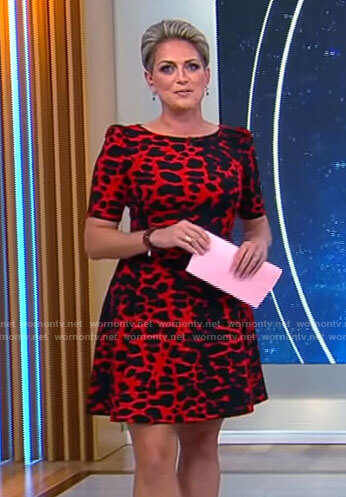 Jamie Yuccas’s red leopard print dress on CBS Mornings