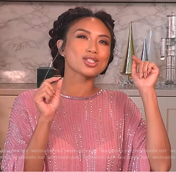 Jeannie’s pink metallic sheer dress on The Real