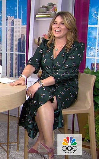 Jenna’s green floral print wrap dress on Today