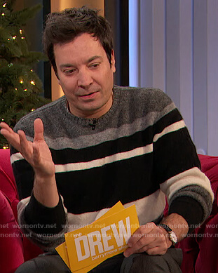 Jimmy’s gray stripe sweater on The Drew Barrymore Show
