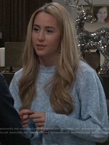 Josslyn’s blue marled sweater on General Hospital