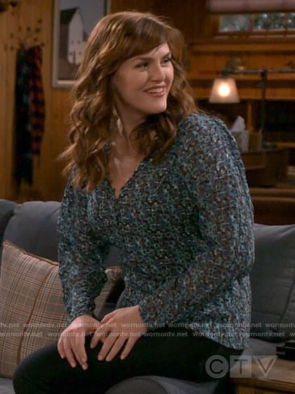 Julia’s green floral blouse on B Positive