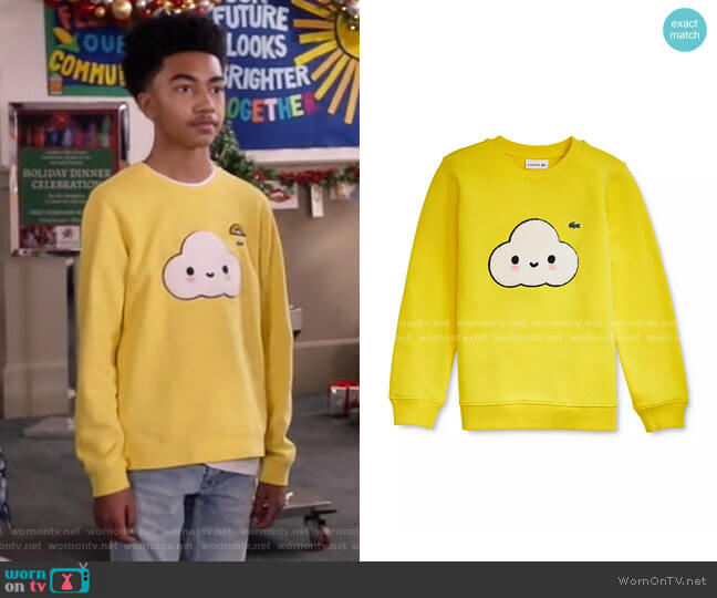 Lacoste Boys' Croc Logo Sweatshirt worn by Jack Johnson (Miles Brown) on Black-ish
