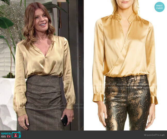 L'Agence Marcella Silk Charmeuse Bodysuit worn by Phyllis Summers (Michelle Stafford) on The Young and the Restless