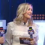 Lara’s white ruffle mixed media blouse on Good Morning America