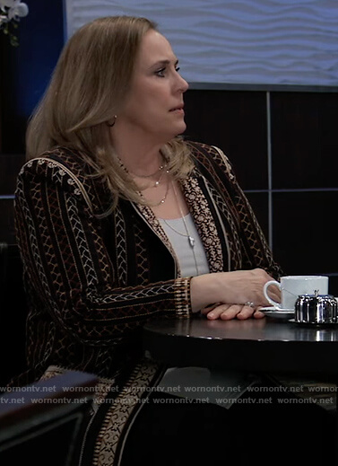 Laura’s printed blazer on General Hospital
