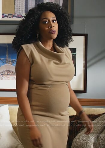 Lola’s beige cowl neck dress on All Rise