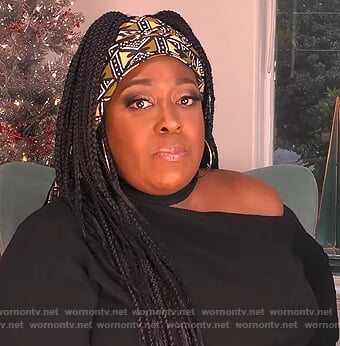 Loni’s black shoulder cutout sweater on The Real