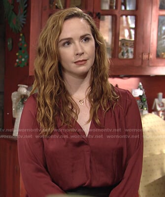 Mariah’s red satin blouse on The Young and the Restless