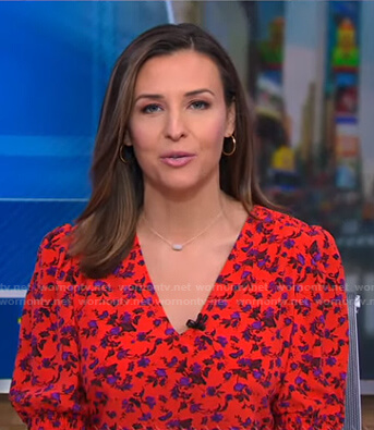 Mary’s orange floral v-neck top on Good Morning America