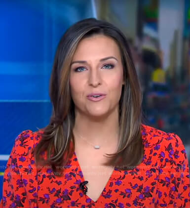 Mary’s orange floral v-neck top on Good Morning America