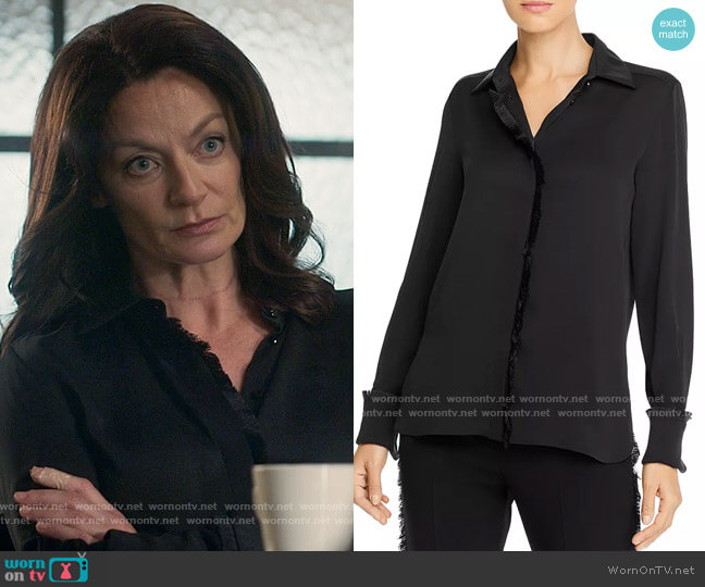 Max Mara Mogador Blouse worn by Miranda Croft (Michelle Gomez) on The Flight Attendant