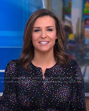 Mary’s black confetti print dress on Good Morning America