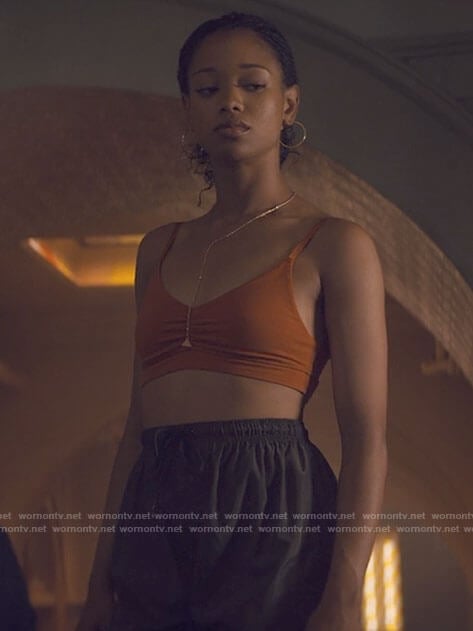 Neveah’s orange bralette on Tiny Pretty Things