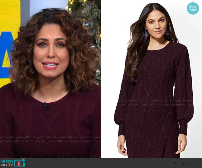 New York & Company Cable-Knit Sweater - 7th Avenue worn by Cecilia Vega on Good Morning America