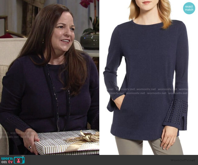 Nic + Zoe Studded Cuff Top worn by Nina Webster (Tricia Cast) on The Young and the Restless