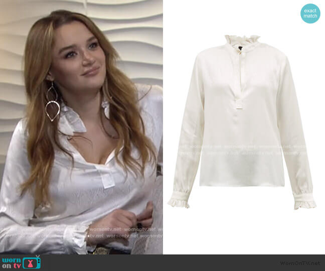 Nili Lotan Esther Jacquard Silk Blouse worn by Summer Newman (Hunter King) on The Young and the Restless