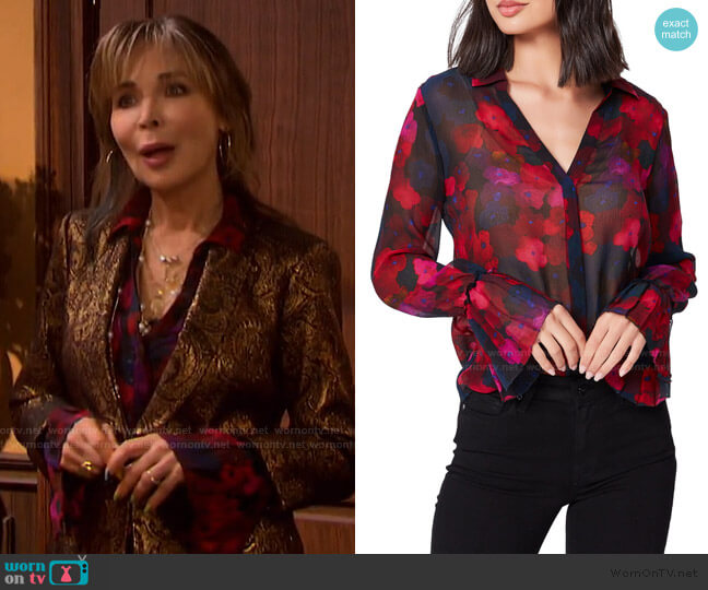 Paige Abriana Floral Blouse worn by Kate Roberts (Lauren Koslow) on Days of our Lives