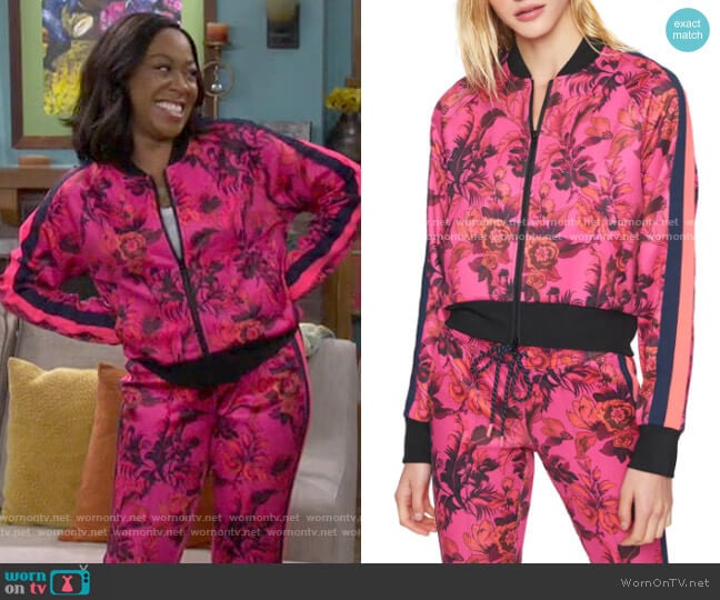 Pam & Gela Paradise Crop Track Jacket worn by Tina Butler (Tichina Arnold) on The Neighborhood