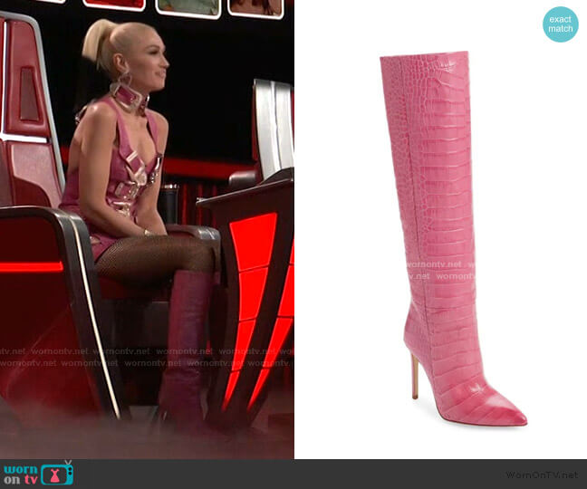 Paris Texas Croc Embossed Knee High Boot worn by Gwen Stefani on The Voice