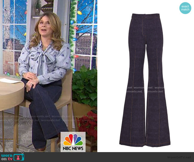 Pearl by Lela Rose Stretch Denim Ruthie Pant worn by Jenna Bush Hager on Today
