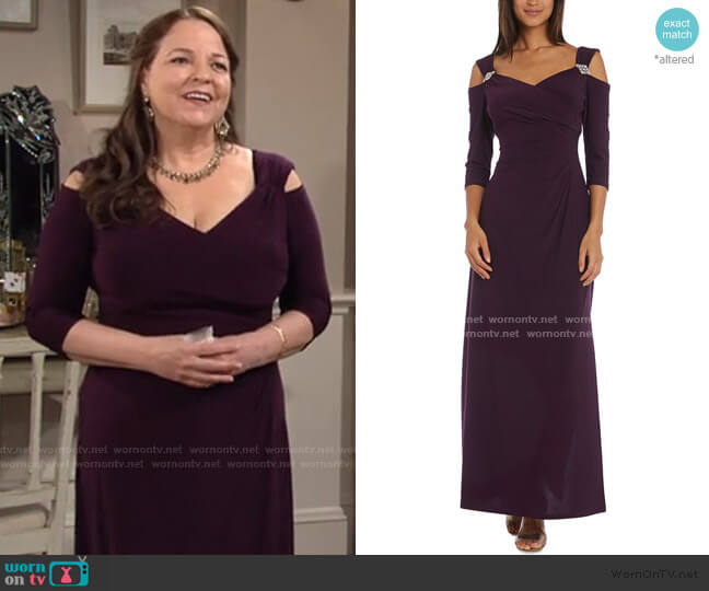 R & M Richards Cold-Shoulder Gown worn by Nina Webster (Tricia Cast) on The Young and the Restless