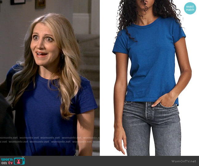 Rag & Bone The Slub Pima Cotton T-Shirt in Cleo Blue worn by Gina Dabrowski (Annaleigh Ashford) on B Positive