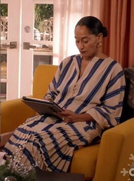 Rainbow’s striped pleated hem dress on Black-ish