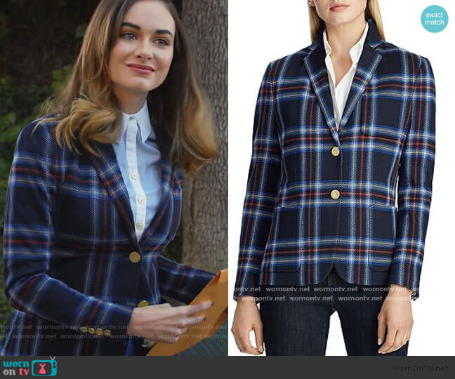 Ralph Lauren Plaid Blazer worn by Samantha Powell (Audrey Corsa) on All Rise